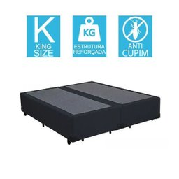 Base Cama Box Bipartido King Size Corino Preto 40x193x203 - 2