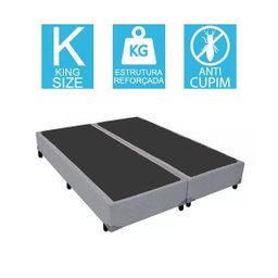 Base Cama Box Bipartido King Size Corino Cinza 40x193x203 - 2