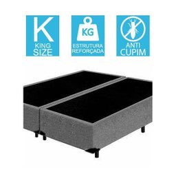 Base Cama Box Bipartido King Size Suede Cinza 40x193x203 - 2