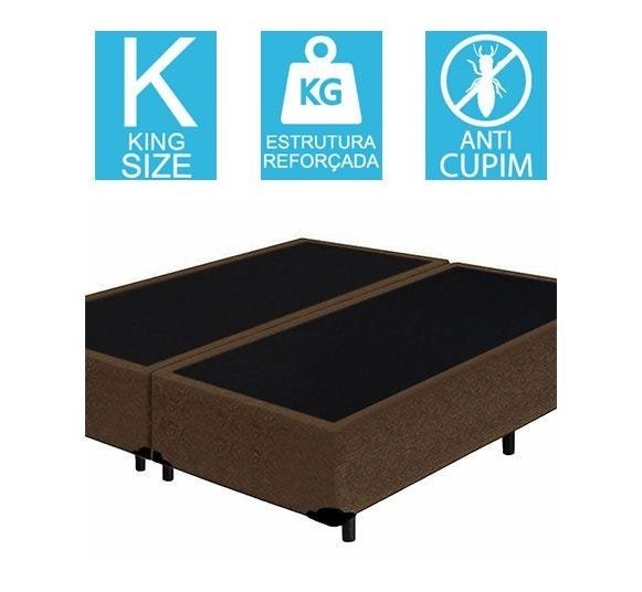 Base Cama Box Bipartido King Size Suede Marrom 40x193x203 - 2