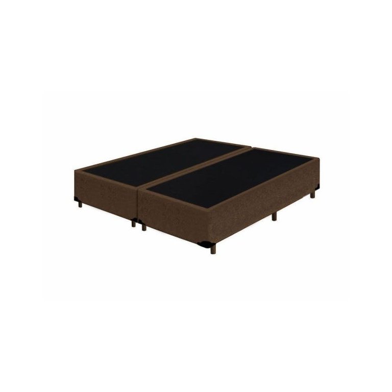 Base Cama Box Bipartido King Size Suede Marrom 40x193x203