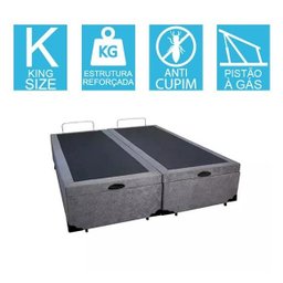 Base Cama Box Baú Bipartido King Size Suede Cinza 43x193x203 - 2
