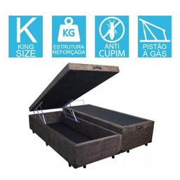 Base Cama Box Baú Bipartido King Size Suede Marrom 43x193x203 - 2