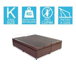 Base Cama Box Baú Bipartido King Size Corino Marrom 43x193x203 - 2