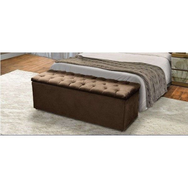 Baú Recamier Queen Suede Marrom 47x158x51 - 2