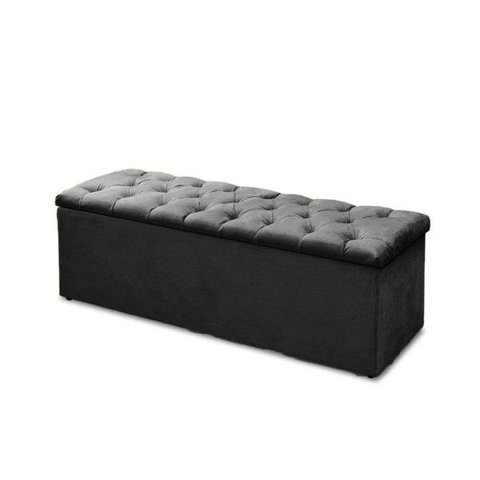 Baú Recamier Casal Suede Preto 47x138x51