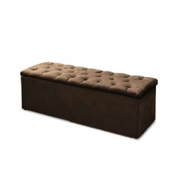 Baú Recamier Casal Suede Marrom 47x138x51 - 1