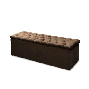 Baú Recamier Casal Suede Marrom 47x138x51