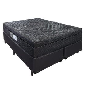 Cama Box Bipartido Casal + Colchão Portobel de Mola Arezzo Black Light