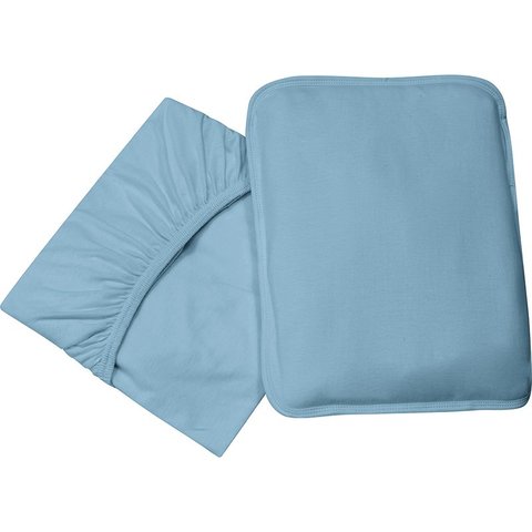 Jogo de Cama Mini-cama(montessoriana) Tecebem Baby Malha 2 Peças Liso Azul Kinder