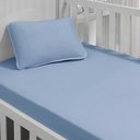 Ver imagem 2 de Jogo de Cama Mini-cama(montessoriana) Tecebem Baby Malha 2 Peças Liso Azul Kinder