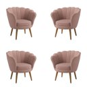 Ver imagem 1 de Kit 4 Poltronas Pétala Veludo Rosa Pés Palito - Kimi Design