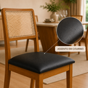 Ver imagem 4 de Kit 4 Cadeiras de Jantar Estofada Corino Rubi Madeira Maciça:Preto
