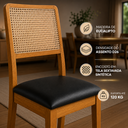 Ver imagem 2 de Kit 4 Cadeiras de Jantar Estofada Corino Rubi Madeira Maciça:Preto