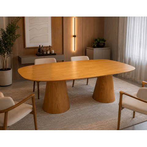 Mesa de Jantar Orgânica Essenza Duocone 210x120cm - Freijó