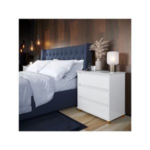 Mini Cômoda Ej Mesa de Cabeceira para Quarto com 3 Gavetas - Branco