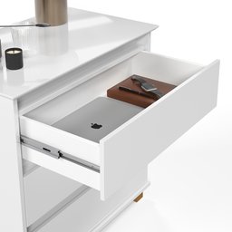 Mini Cômoda Ej Mesa de Cabeceira para Quarto com 3 Gavetas - Branco - 3