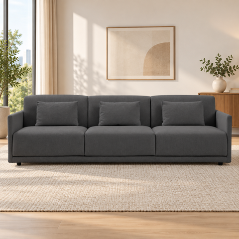 Sofá 3 Lugares King Size 2,52m Sarja Cinza D-30 - Sofá Direto da Fábrica