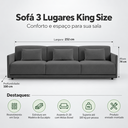 Ver imagem 3 de Sofá 3 Lugares King Size 2,52m Sarja Cinza D-30 - Sofá Direto da Fábrica