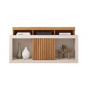 Ver imagem 4 de Rack Bancada p/ TV até 55 pol Dragon c/ Nicho e Rodízios 136cm Buriti/Fendi - Caemmun