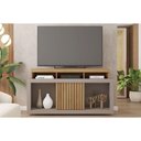 Ver imagem 1 de Rack Bancada p/ TV até 55 pol Dragon c/ Nicho e Rodízios 136cm Buriti/Fendi - Caemmun