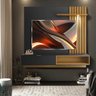 Painel Suspenso Ripado Com Led TV Até 60 Polegadas Preto Fosco Noce Milano Kyoto 1.6 Shop JM - 1