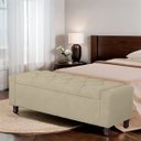 Ver imagem 2 de Calçadeira Baú Casal Estofada Valencia Veludo Bege