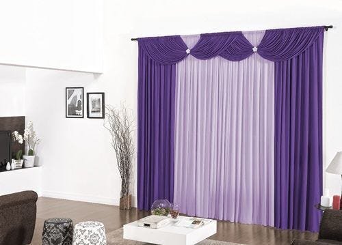 Cortina para Sala e Quarto Flórida 3,00 x 2.50m- Roxo com Lilás - 1