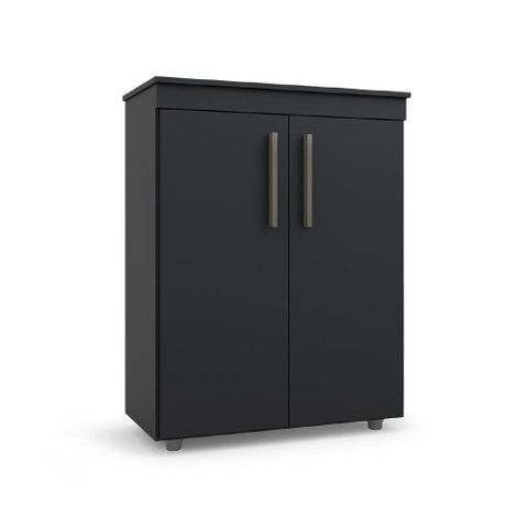 Armário Multiuso Organizador Office 2 Portas Preto Batrol