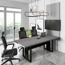 Ver imagem 1 de Mesa de Reunião Design Industrial 2,00 m com Caixa de Tomadas e Painel para TV F5 Office Cor:Cinza
