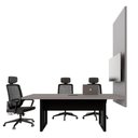 Ver imagem 3 de Mesa de Reunião Design Industrial 2,00 m com Caixa de Tomadas e Painel para TV F5 Office Cor:Cinza