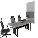 Ver imagem 4 de Mesa de Reunião Design Industrial 2,00 m com Caixa de Tomadas e Painel para TV F5 Office Cor:Cinza