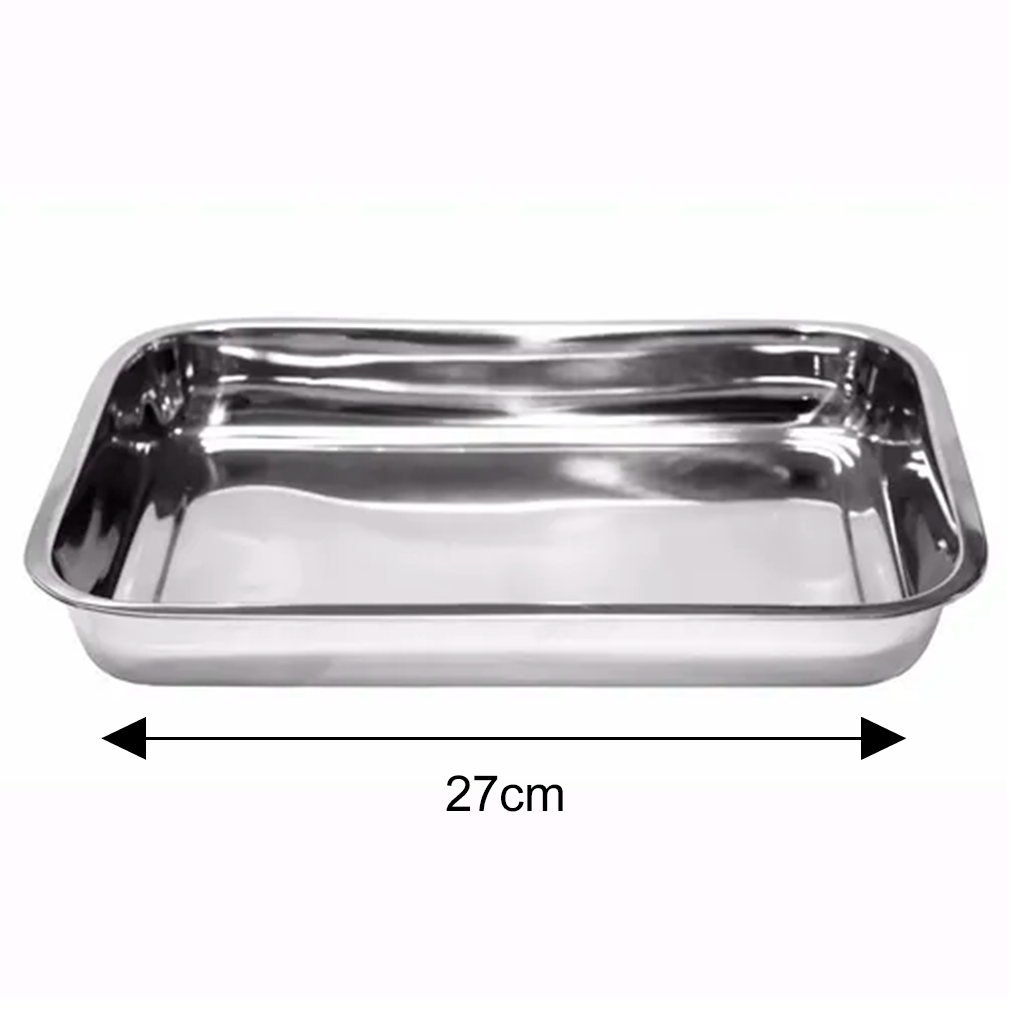 Assadeira Bandeja Travessa Retangular Em Aço Inox 27cm - 3