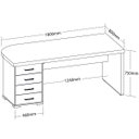 Ver imagem 3 de Mesa para Escritório 4 Gavetas com Chave Lado Esquerdo Nogal/Preto