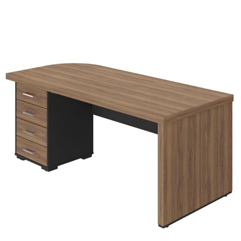 Mesa para Escritório 4 Gavetas com Chave Lado Esquerdo Nogal/Preto