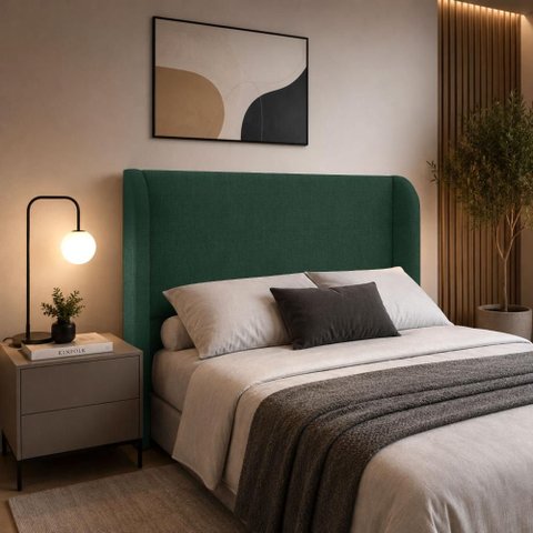 Cabeceira Casal Estofada Ideal para Cama Box 140cm Linho - Verde