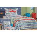 Ver imagem 1 de Kit Completo Bouti Infantil Solteiro Cobre Leito + Jogo de Lençol:avião