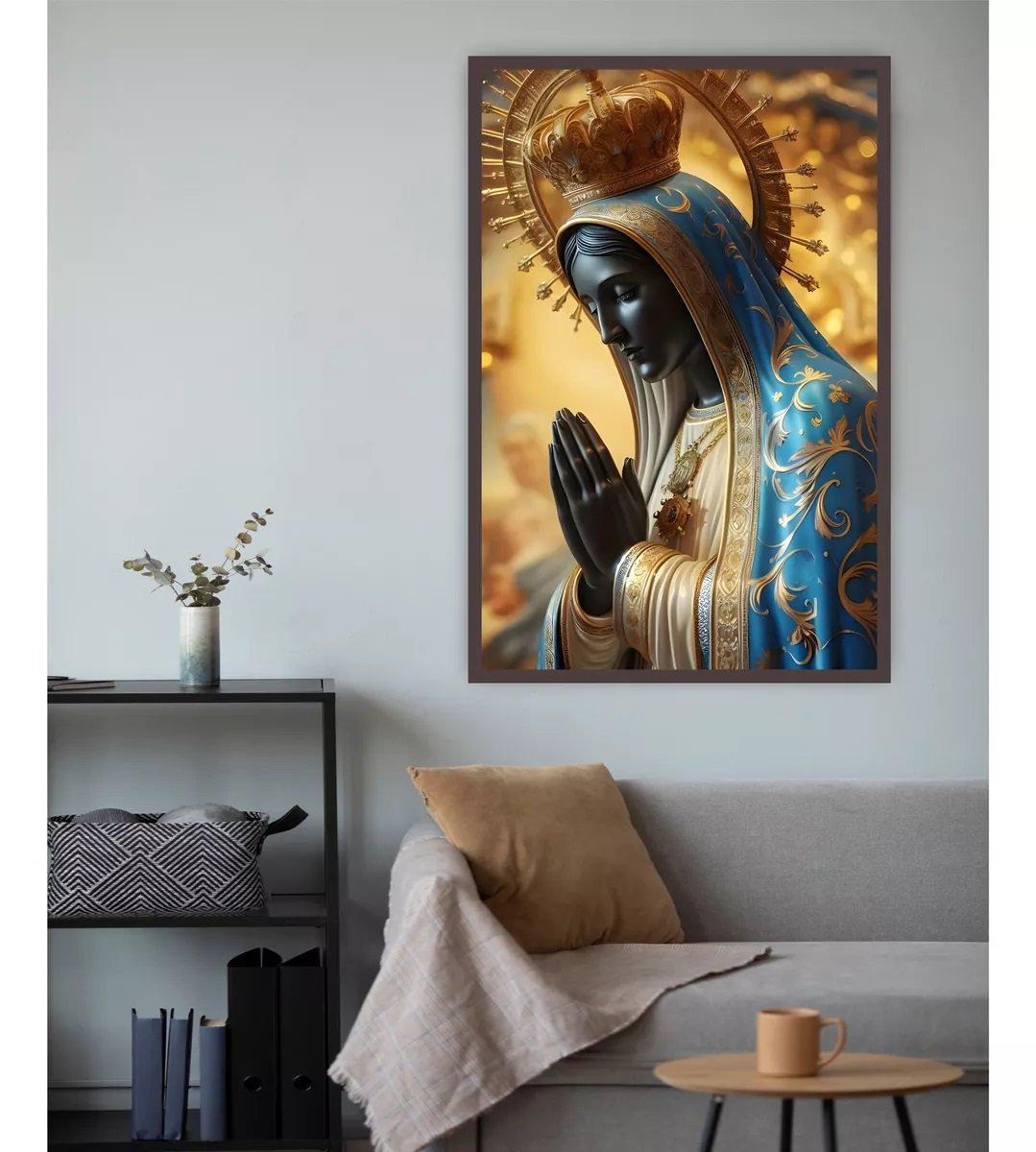 Quadro Decorativo Nossa Senhora Aparecida 60x40 com Moldura - Madeira - 2