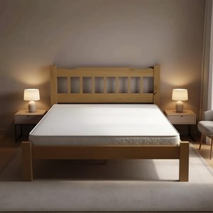 Cama Queen de Casal Nogueira em Madeira Maciça Reforçada - Nogueira