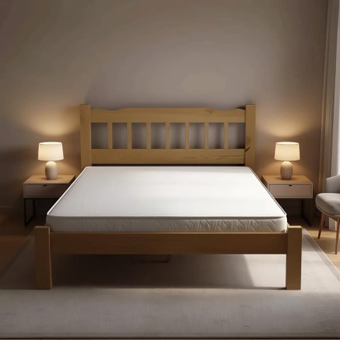 Cama Queen de Casal Nogueira em Madeira Maciça Reforçada - Nogueira