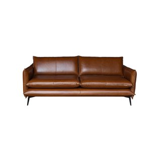 Sofá Decorativo de Couro 2 Lugares 2,40cm Fixo América Conhaque - Mozzelar