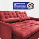 Ver imagem 2 de Sofá sem Caixa Retrátil 1,80m Softgel Celeste Velusoft Vermelho Cama Inbox