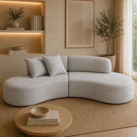 Sofá Orgânico Vitória Luxo para Sala e Recepção 3 Lugares:Prata