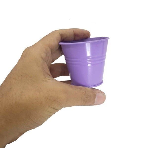 Balde Cachepot de Metal Para Mesa Festa Evento Mini Roxo Kit Com 12 - 4