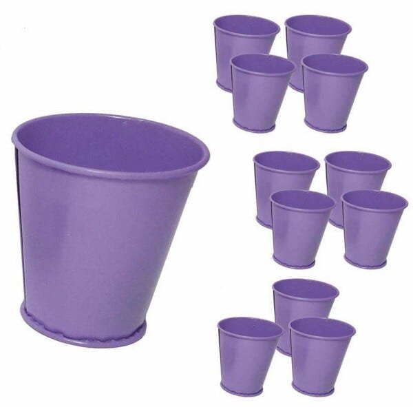 Balde Cachepot de Metal Para Mesa Festa Evento Mini Roxo Kit Com 12 - 1