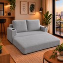 Ver imagem 2 de Sofá Cama Casal Colchão 1,50m com Porta Copos Balaqui Decor Cor:Cinza