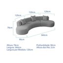 Ver imagem 3 de Kit Sofá Modular 4 Lugares Moderno Curvo Orgânico Duna Bouclé Cinza