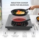 Ver mais imagens de Gtkzw Cooktop Elétrico Portátil 1800w com 8 Níveis de Potência e Tela Touch