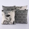 Kit com 4 Almofadas Cheias Decorativas Floral Cinza/branco - 2