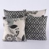 Kit com 4 Almofadas Cheias Decorativas Floral Cinza/branco - 1